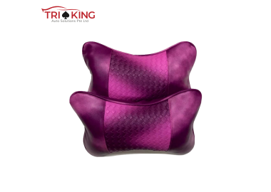 Premium PU Leather Headrest Neck Pillow (Purple)