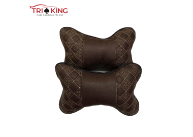 Premium PU Leather Headrest Neck Pillow (Brown)