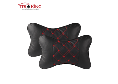 Premium PU Leather Headrest Neck Pillow (Red String)